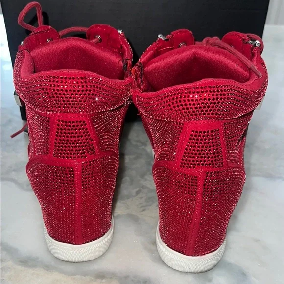 INC International Concepts Red Sparkle High-Top Sneakers - Picture 5 of 7